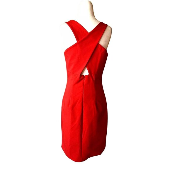 Belle Badgley Mischka NWT Red Sleeveless Sheath Dress Size 10 open cross back - Picture 10 of 10